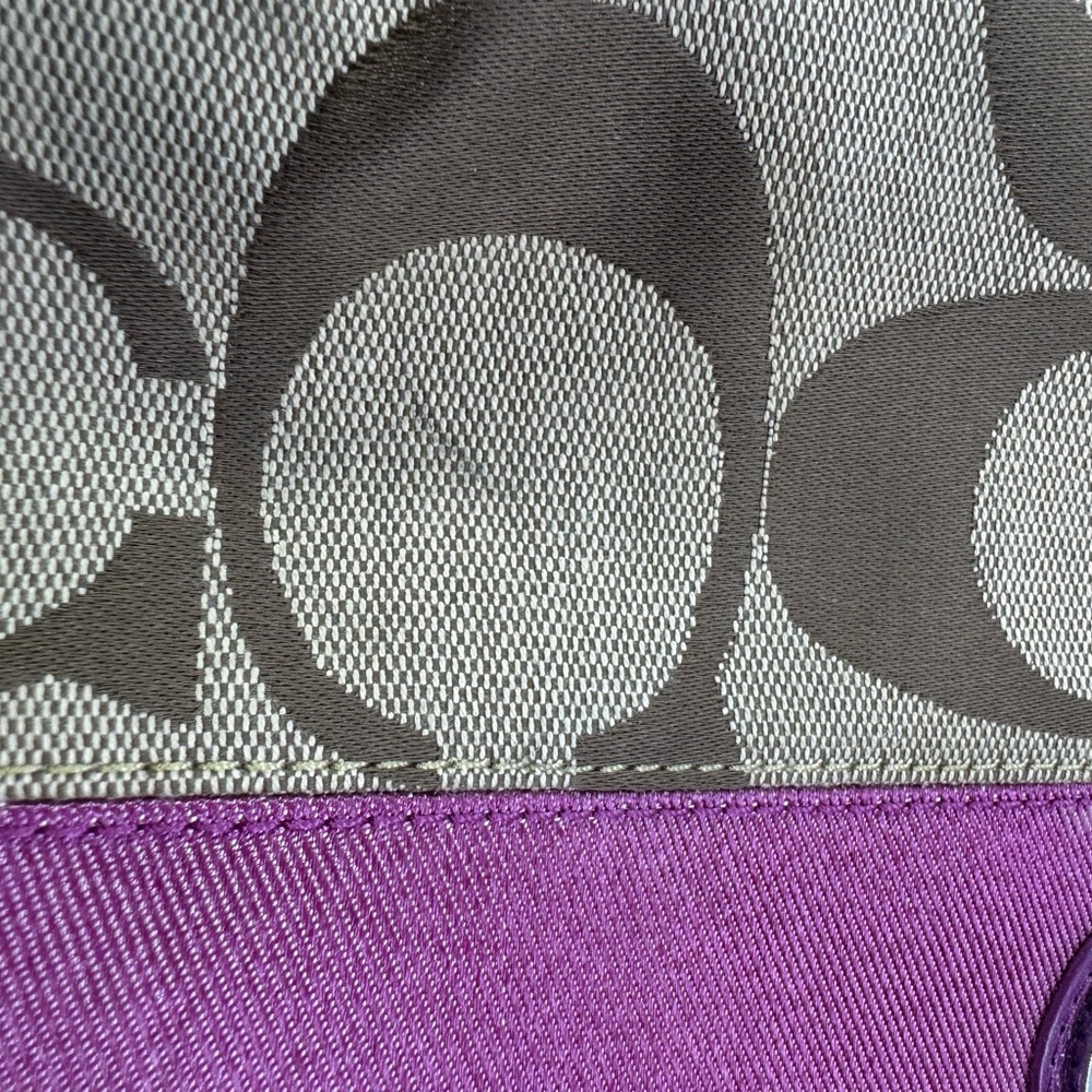COACH Demi Purse Brown Magenta Sign. Canvas Leather F19218 W/ Crossbody Strap - Picture 10 of 16